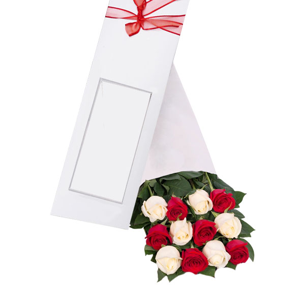Caja 12 Rosas rojas y Blancas